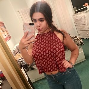 Red printed tank top